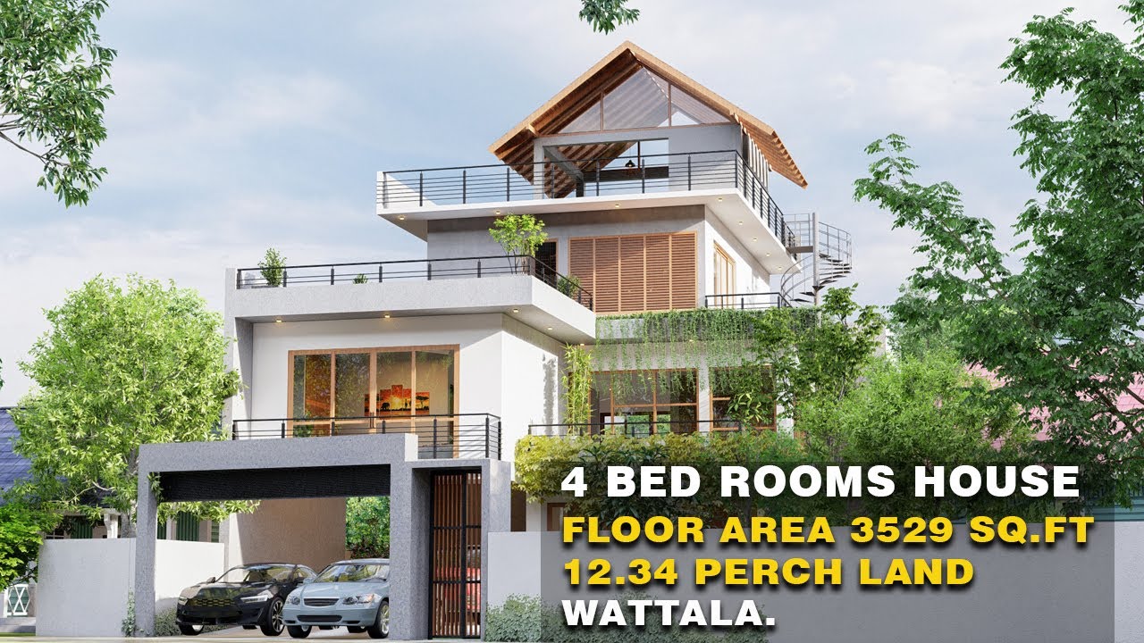House Design | 4 Bedroom | 12.34 Perch @ Wattala, Sri Lanka 2024