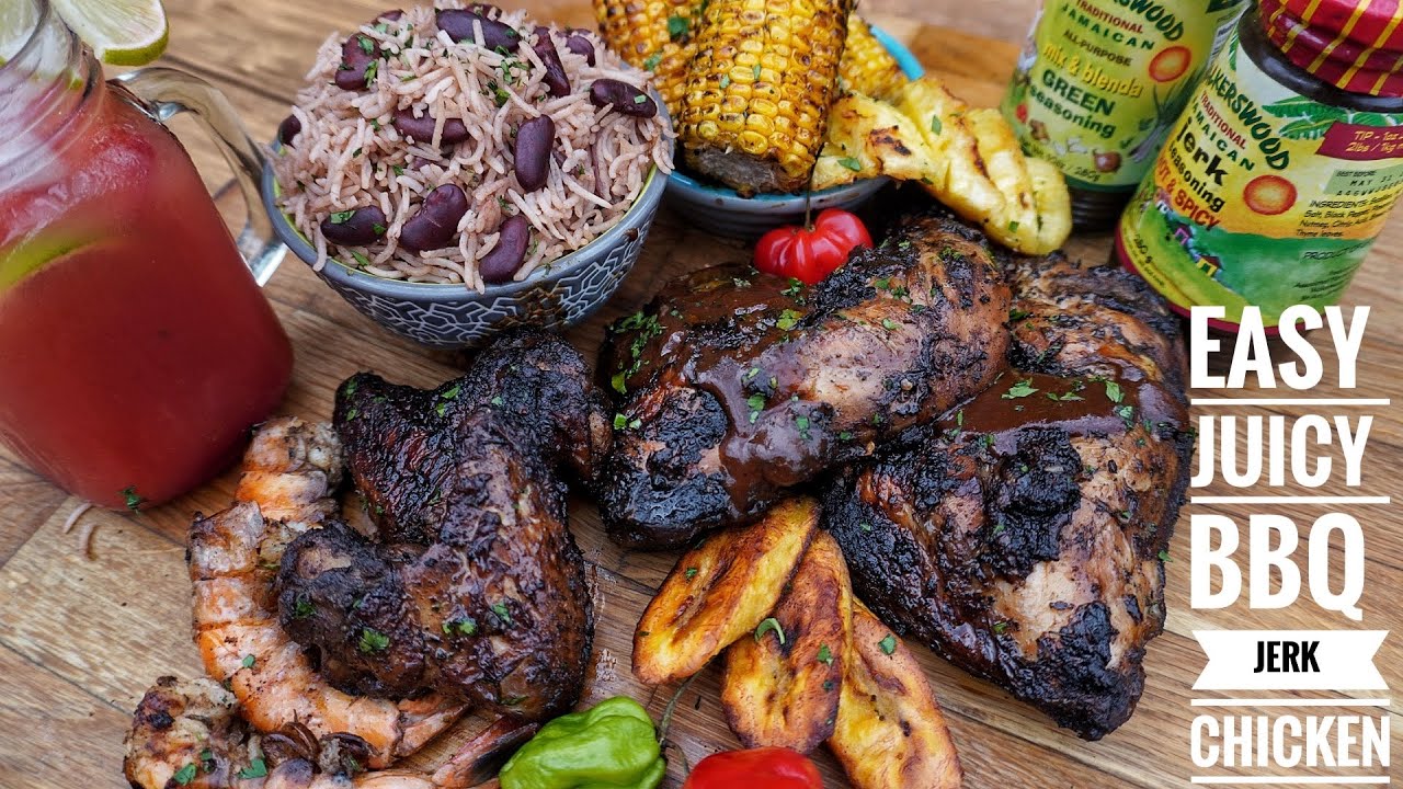 WE OUTSIDE!! EASY JUICY BBQ JERK CHICKEN AND BBQ JERK SAUCE