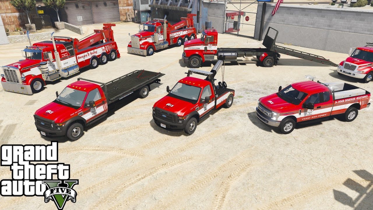 GTA 5 Real Life Mod #158 New Ace Towing Skins For Our Fleet Of Tow Trucks & Heavy Duty Wreckers