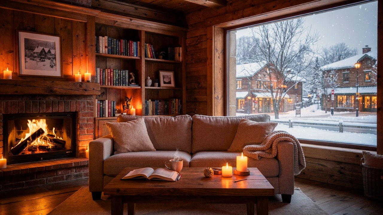 Beautiful February Snow Café ☕ Soft Jazz Music Ambience for Relaxation, Study & Cozy Winter Mood