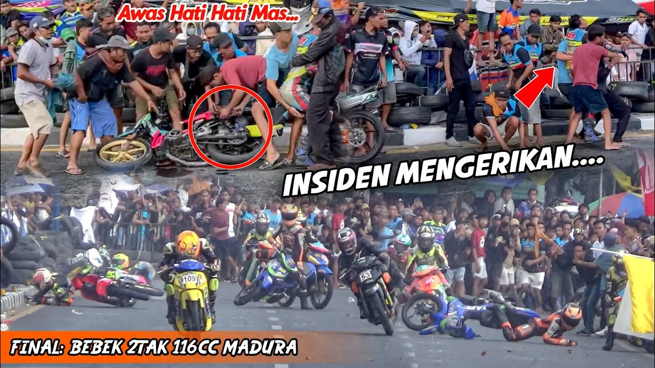 BIG CRASH‼️TIKUNGAN KERAMAT KELAS BEBEK 2TAK 116CC || KEJURPROV ROAD RACE SAMPANG