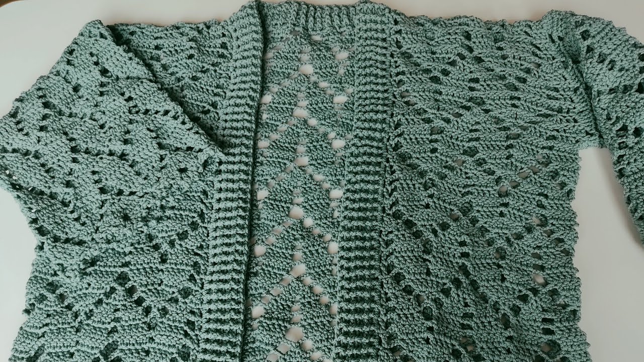 Başka Yerde Yokkk 💚 Yaprak Modelli Tığ İşi Örgü Hırka Yapımı #crochet #örgü #tığişi #model #diy