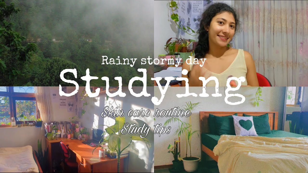 කුණාටු කාලෙ පටන් ගත්තා.🥶🌪️🌧️ let’s study with bad weather | skincare | study | relax