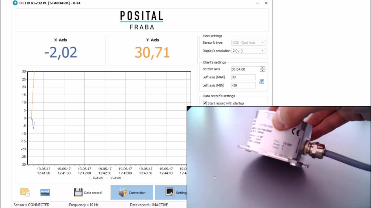 Konfiguracja i użytkowania programu do inklinometr&oacute;w TILTIX RS232 PC - Posital Fraba