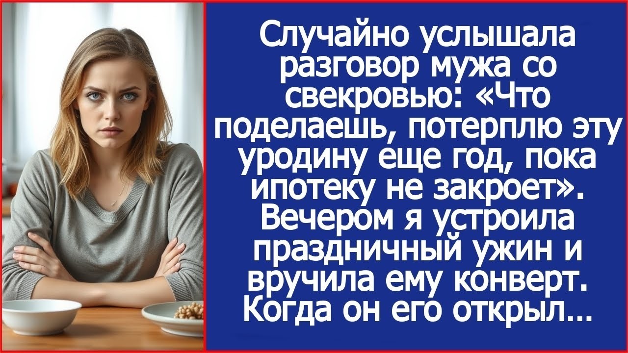 Случайно услышала разговор мужа со свекровью: Потерплю эту уродину еще год, пока ипотеку не закроет