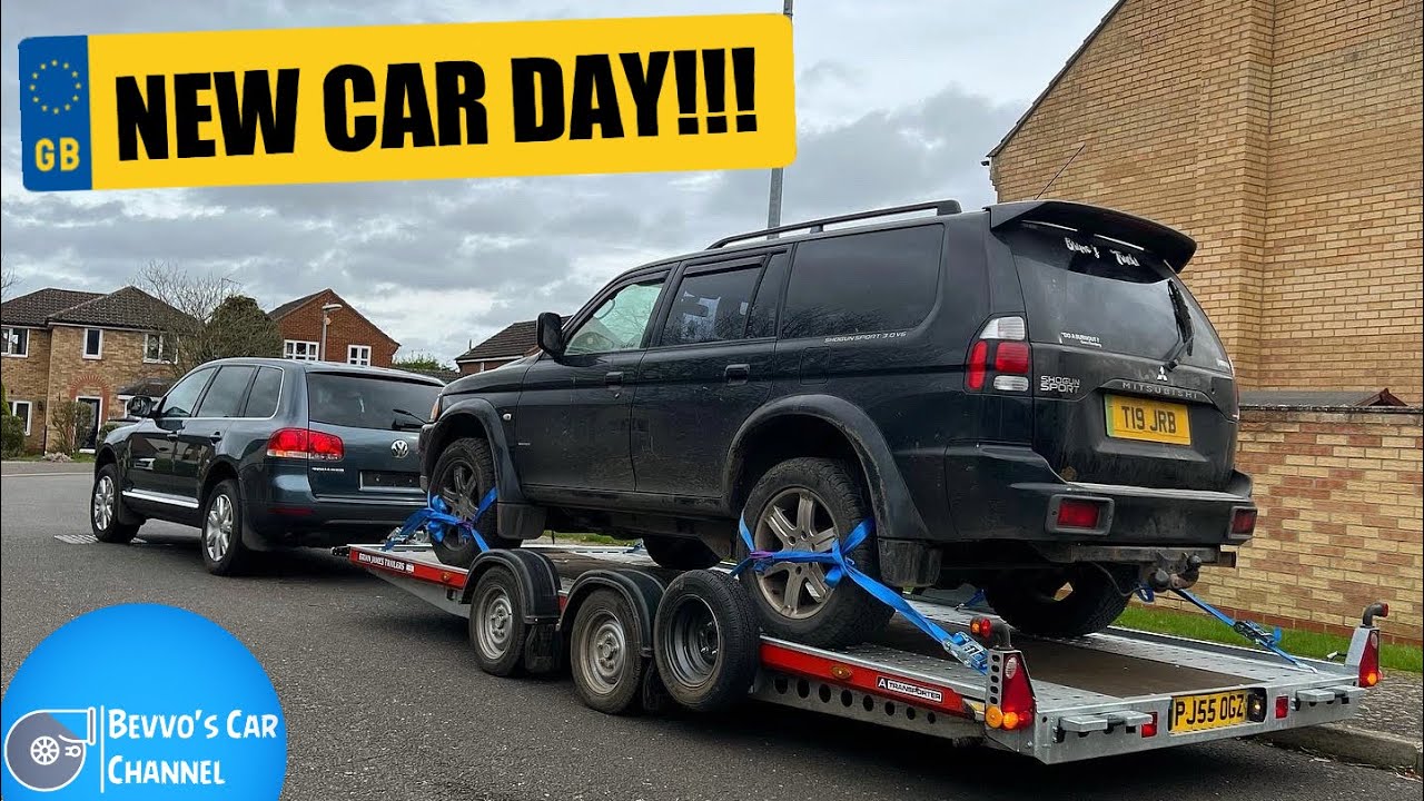 COLLECTING MY NEW V6 TOUAREG WITH MY V6 SHOGUN SPORT AND BRIAN JAMES A4 TRAILER