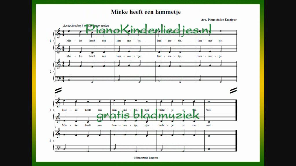 Mieke heeft een lammetje - piano vierhandig