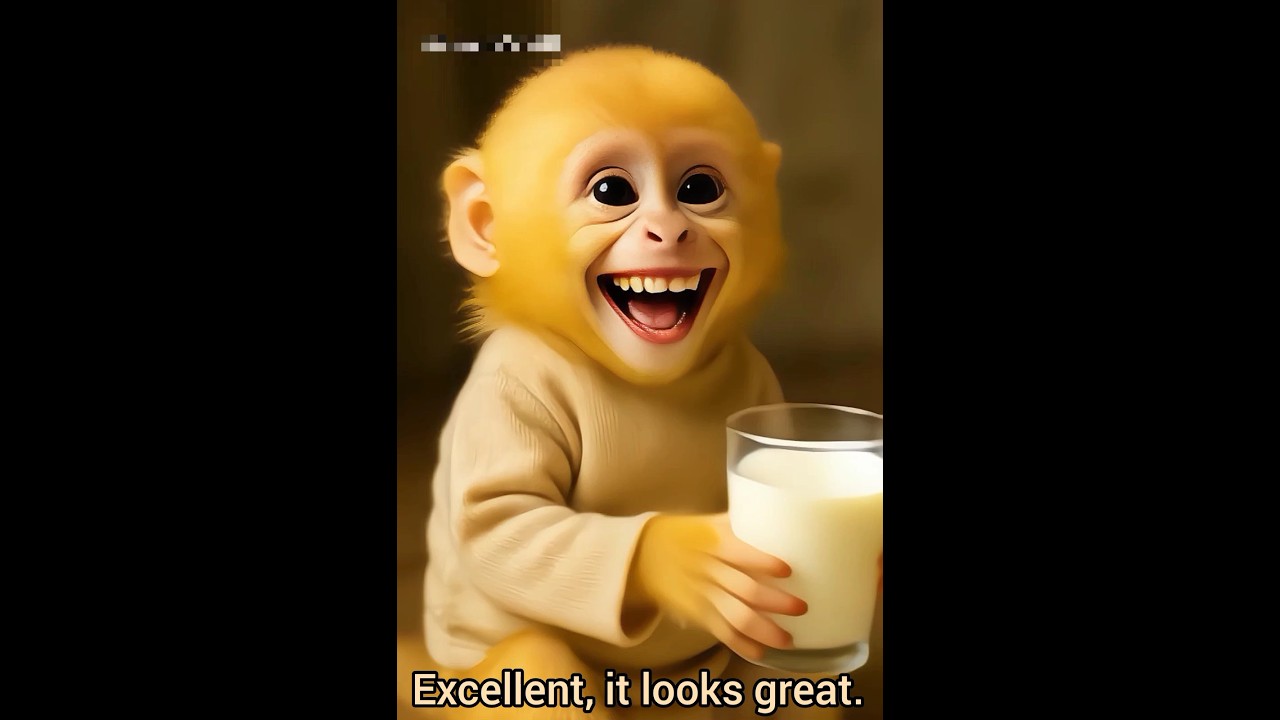 Happy Baby Monkey Drinking Milk and Laughing | Cute Monkey Video #monkey #Animals