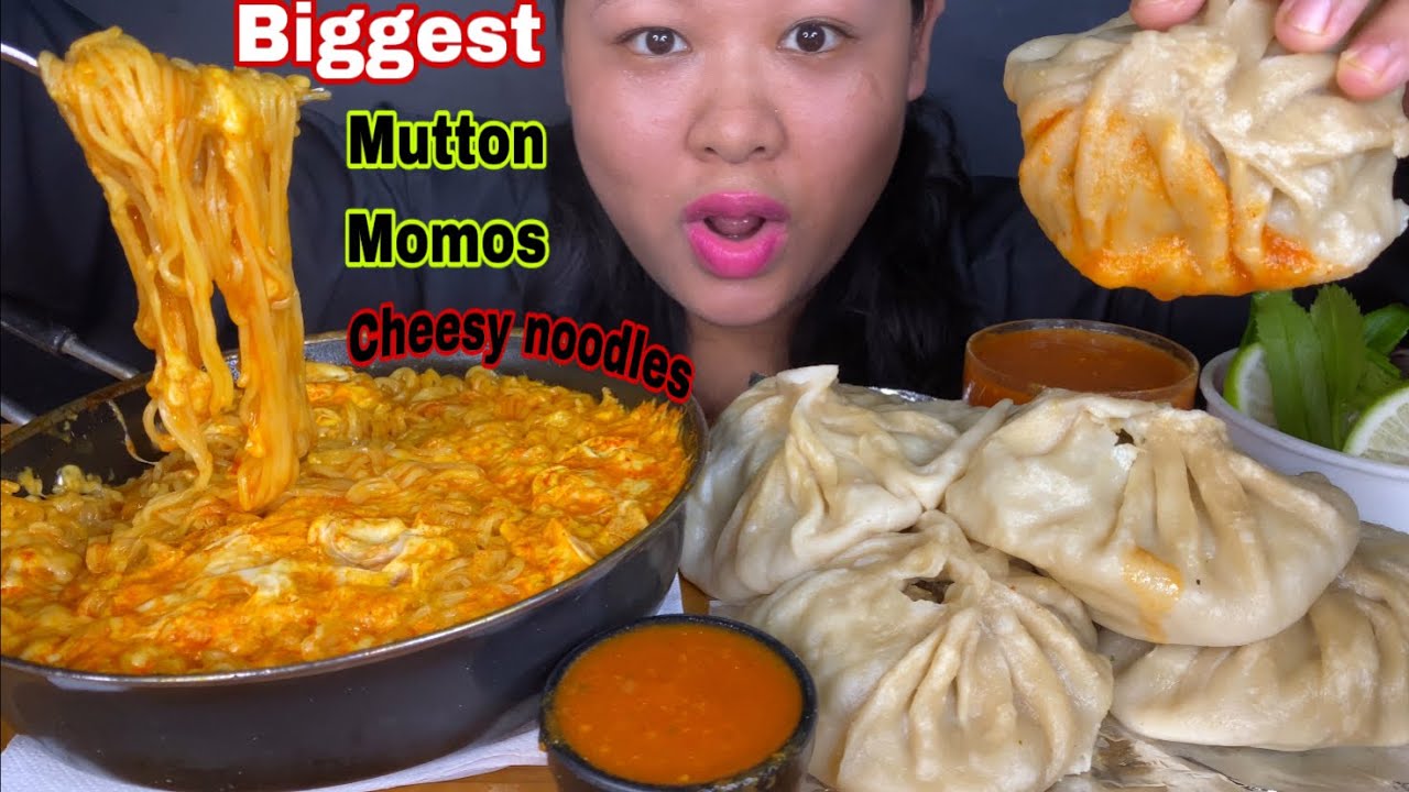 ‘NEPALI STYLE’ BIGGEST MUTTON MOMOS & SPICY CHEESY NOODLES MUKBANG | MOMOS MUKBANG | MOMOS CHALLENGE