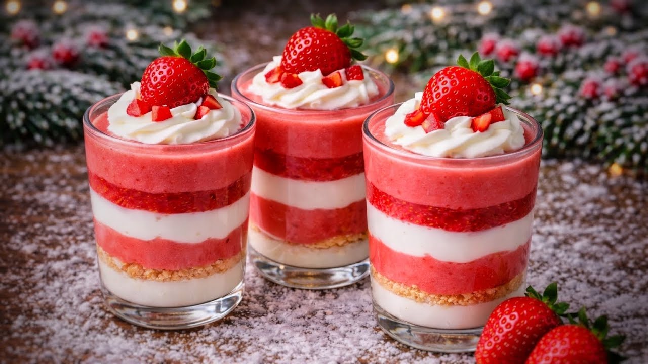 🍓 Geheimes Rezept für Erdbeerküchlein in 5 Minuten! Kein Backen – nur Genuss!