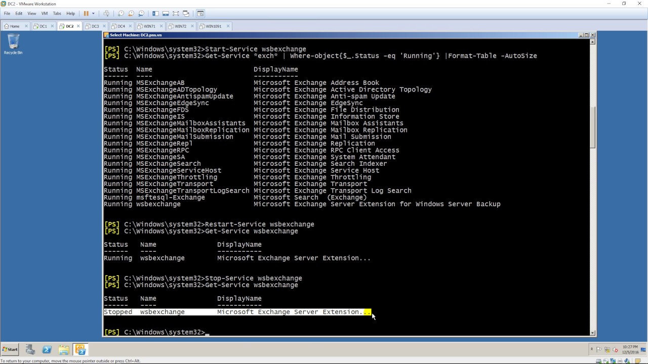 EMS : Managing Exchange services