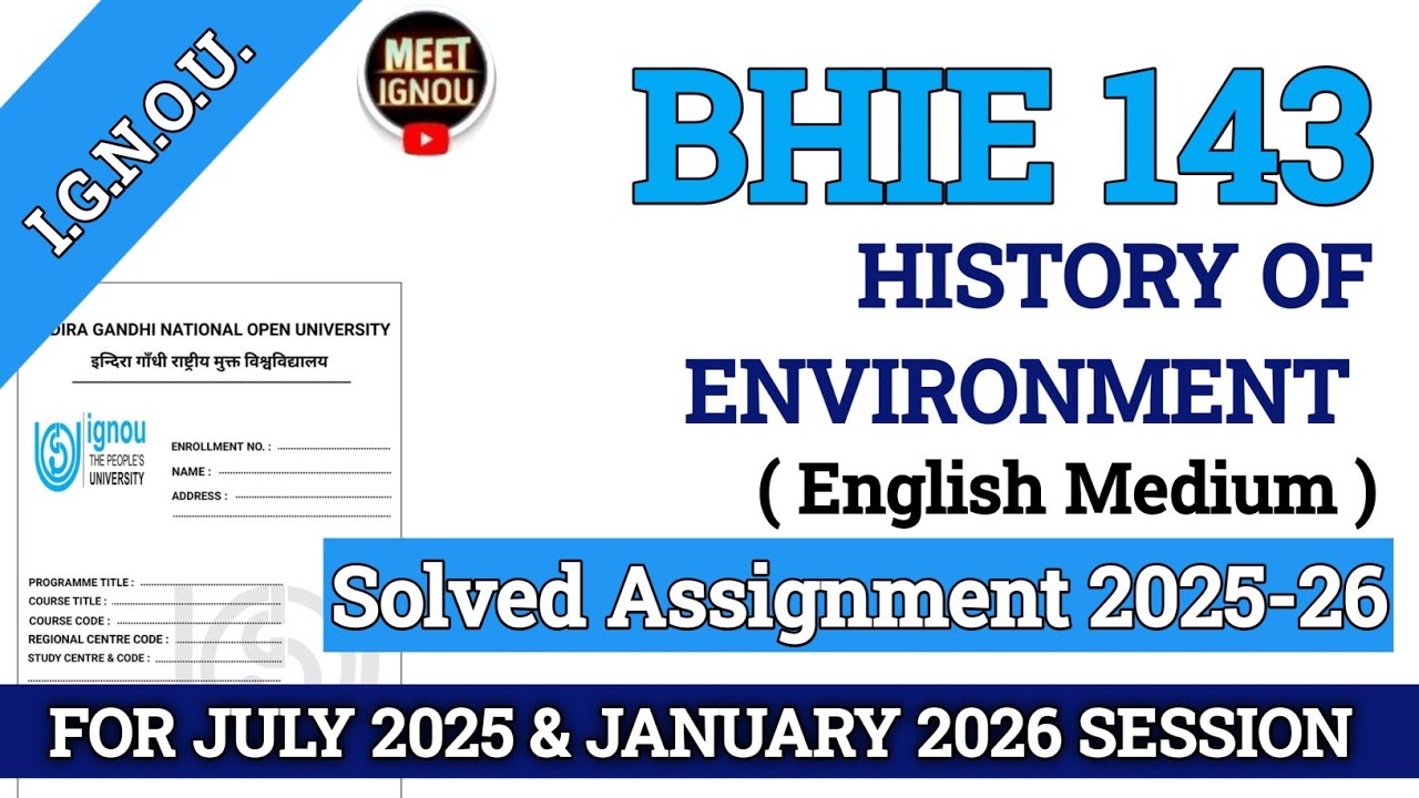 Bhie 143 Solved Assignment 2025-26 // History of Environment // bhie143_assignment #bhie143 #bhie 
