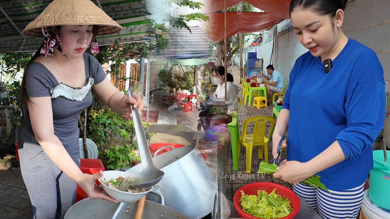 Đây 2 quán bán ăn sáng vỉa hè ở Long Xuyên nè cả nhà I Long Xuyên TV 