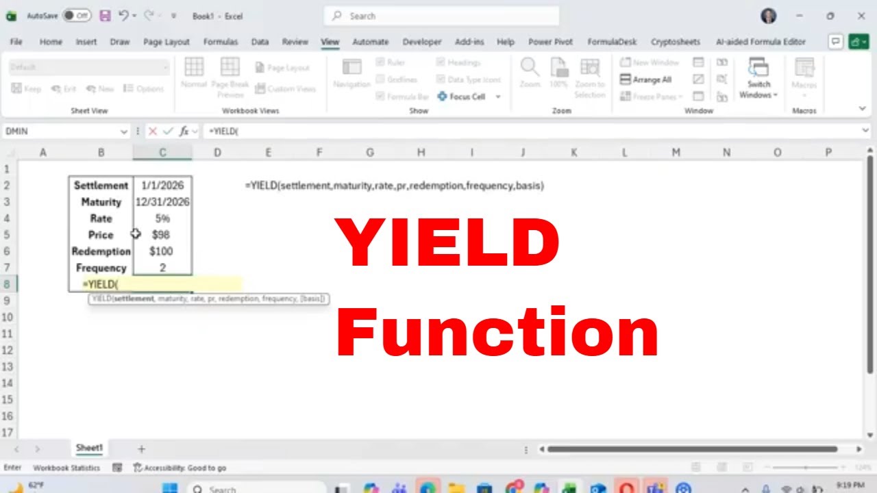 Как легко рассчитать доходность облигаций с помощью функции YIELD в Excel! #учебник #excel