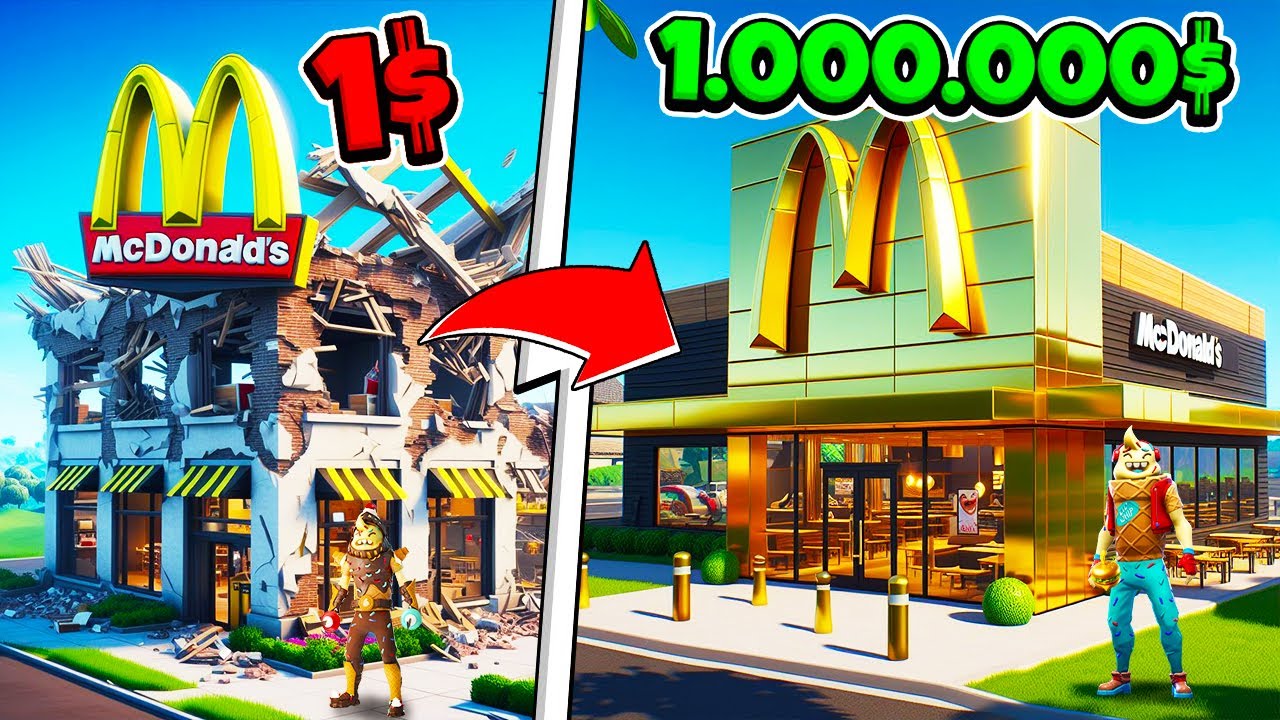 PASO de VAGABUNDO a MILLONARIO en FORTNITE - Construimos RESTAURANTE de COMIDA R&Aacute;PIDA Tycoon