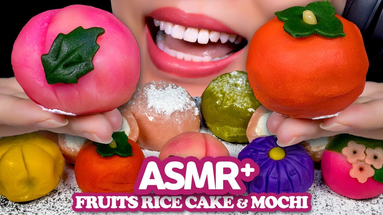 ASMR KOREAN FRUITS RICE CAKE 과일 화과자 딸기, 녹차 찹쌀떡 먹방[SOFT RELAXING EATING SOUNDS] MUKBANG