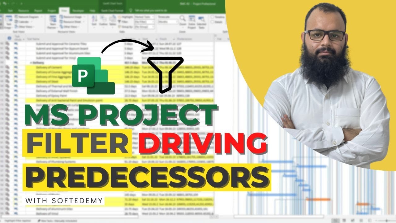 MS project filter driving predecessors step by step explained