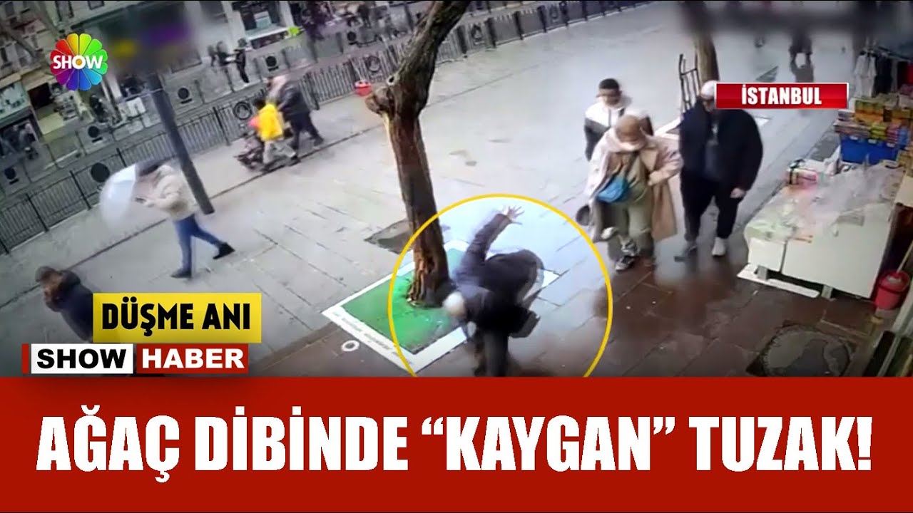 Plakaya basan yere kapaklandı!