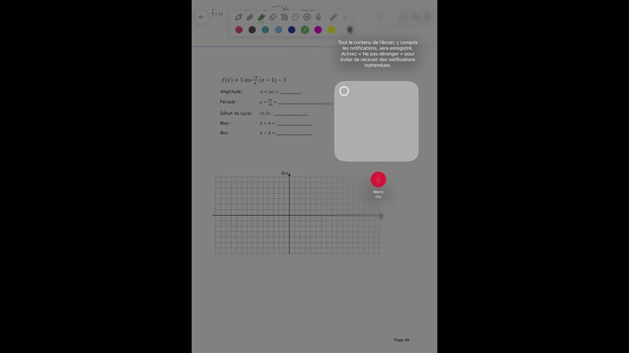 Exemples pour tracer le graphique de la fonction sinus en secondaire 5 sn