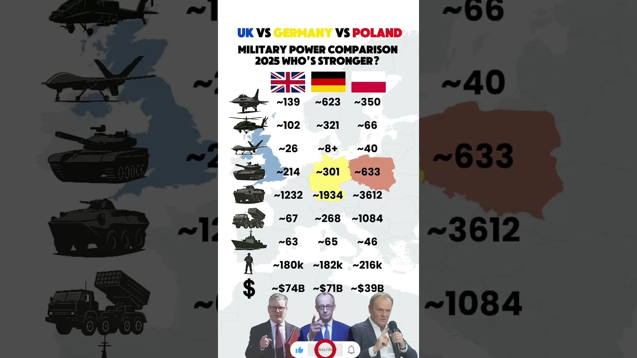 UK vs Germany vs Poland: Europe's Ultimate Military Power! 🇬🇧🇩🇪🇵🇱 #shorts