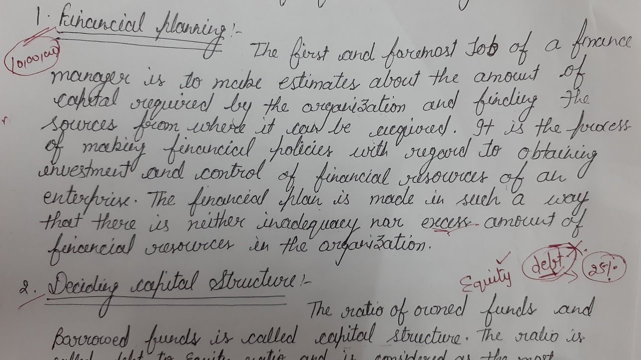 Scope of financial management detail explanation with handwritten notes