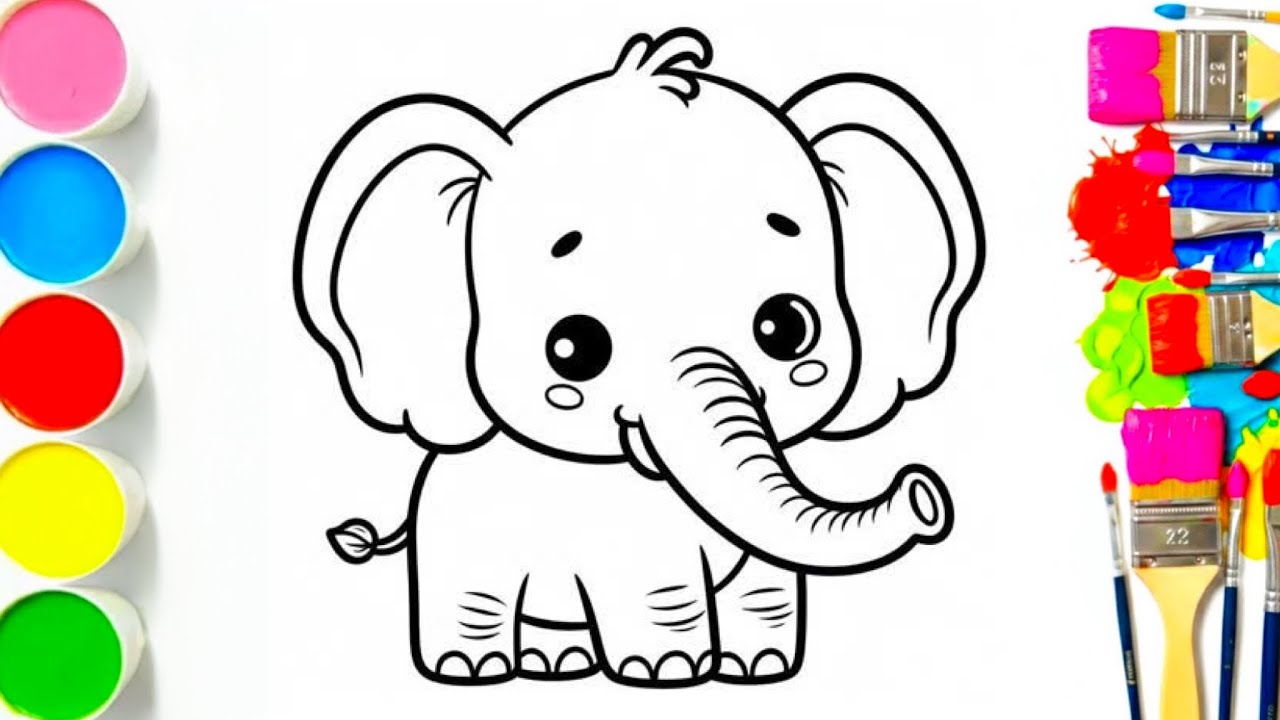 How to draw a cute elephant | step by step
