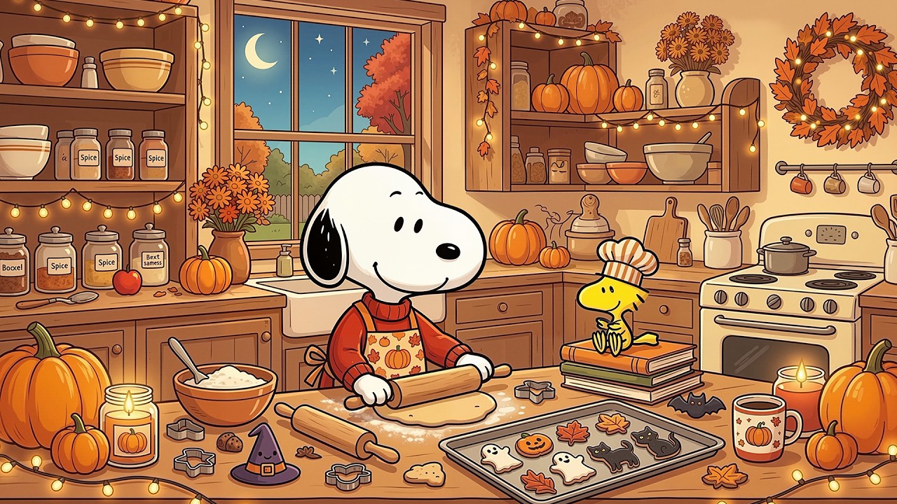 Snoopy&rsquo;s Cozy Autumn Kitchen 🍂  Smooth Jazz Music for Baking, Relaxation & Warm Moments