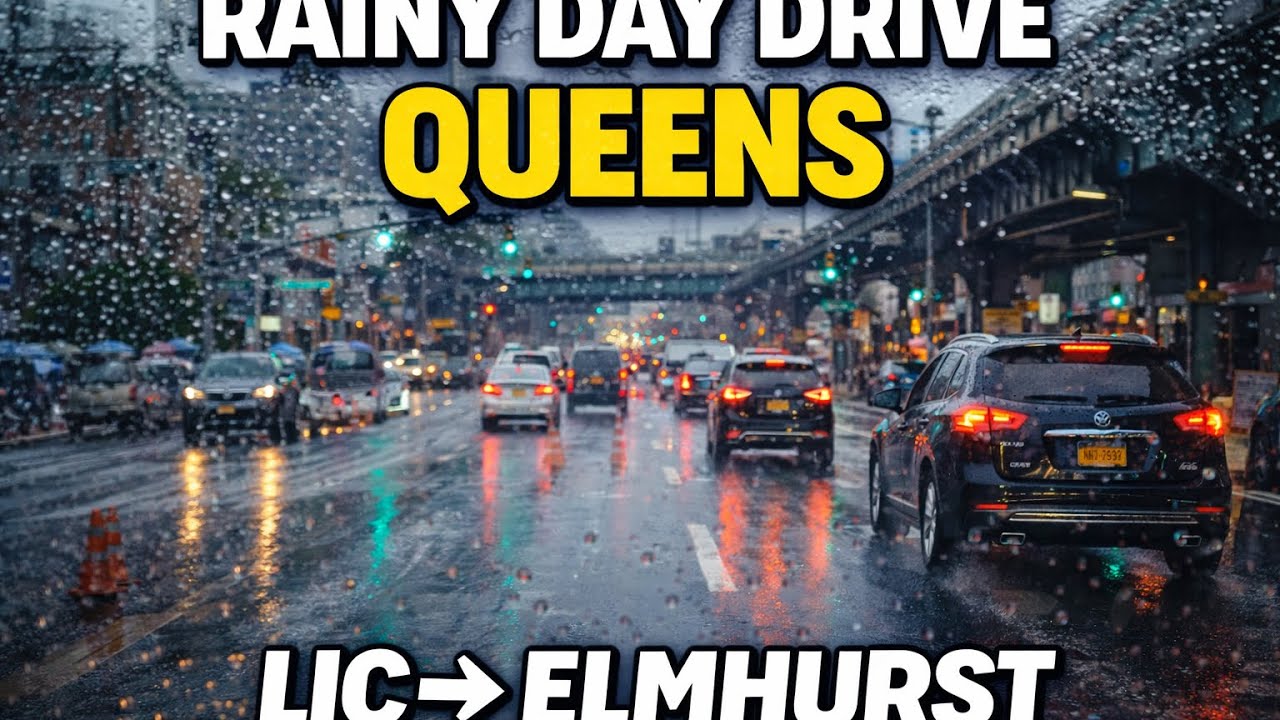 Rainy Day Drive in Queens NYC — LIC to Elmhurst via LIE & Queens Blvd