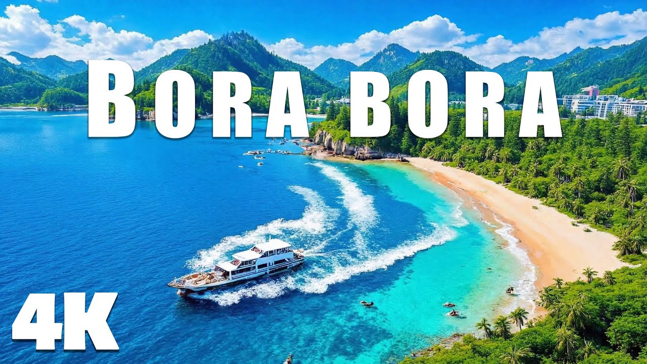Bora bora 4K - DRONE FOOTAGE ULTRA HD, Stunning Aerial Views of Crystal Clear Waters With Deep