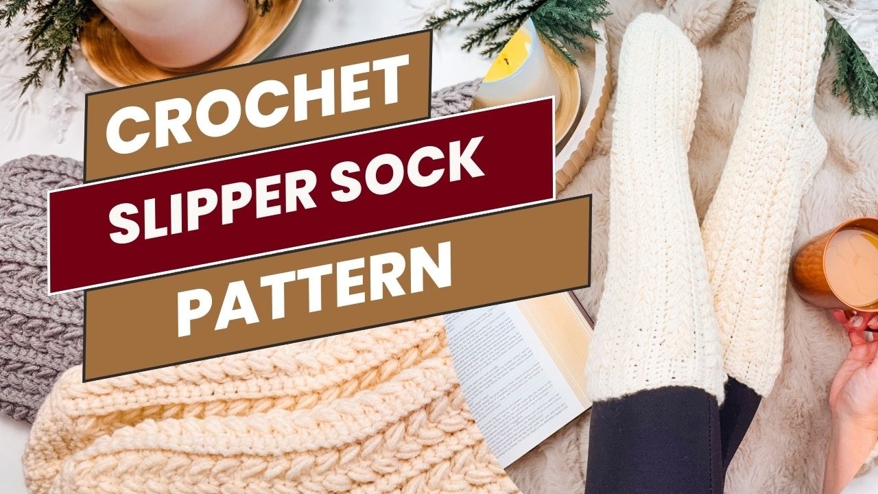 Snowdrift Wheat Stitch™ Crochet Slipper Sock Pattern Tutorial