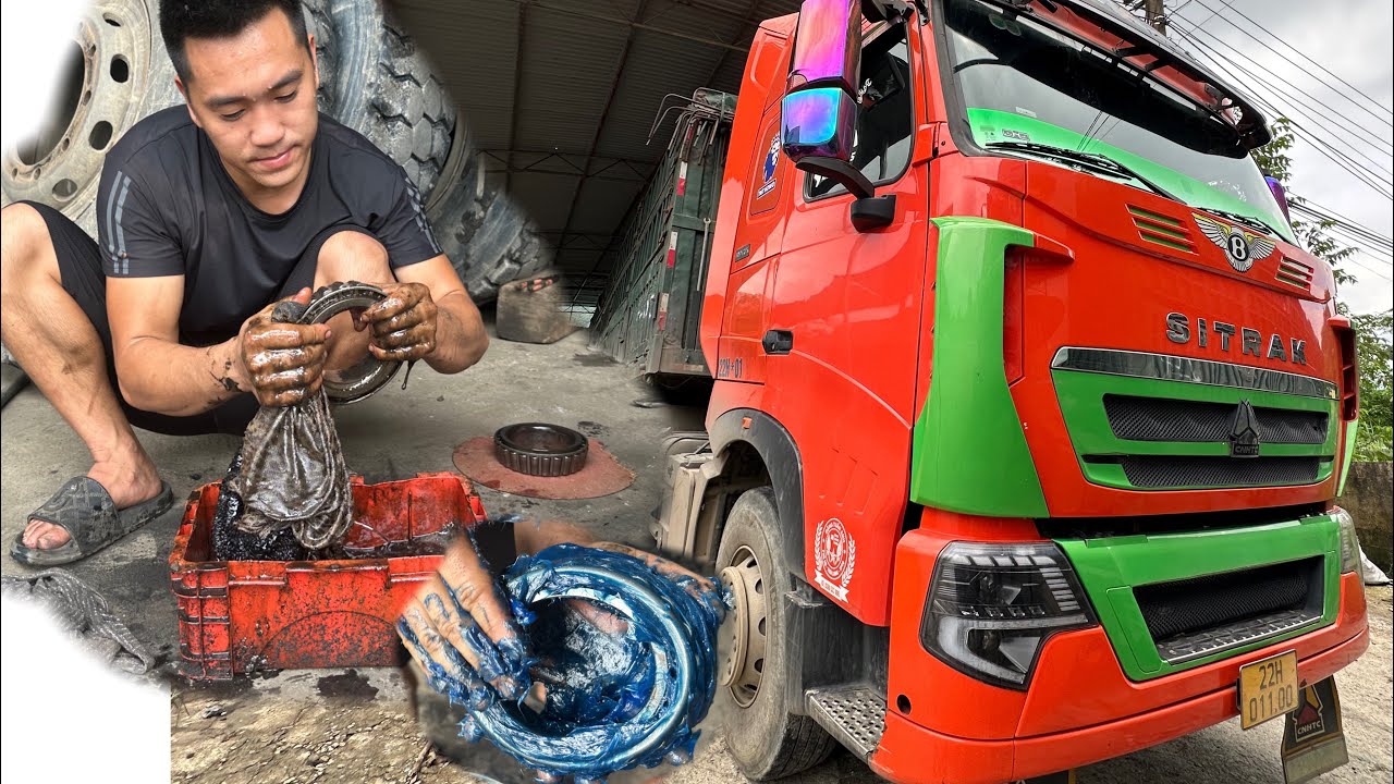 Auto repair:Instructions for maintenance and adding grease to container truck bearings