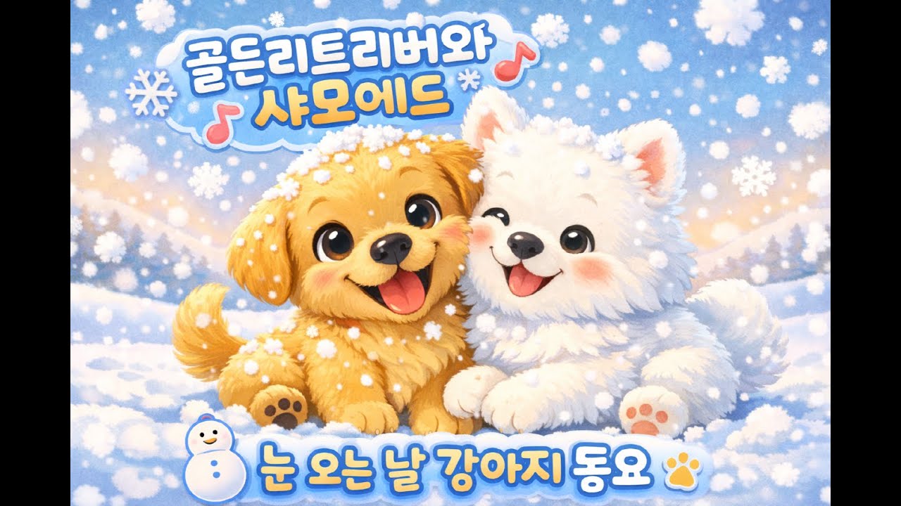❄️ Golden Retriever & Samoyed | 눈 오는 날 강아지 동요 🐶☃️ | 유아·어린이 인기 동요
