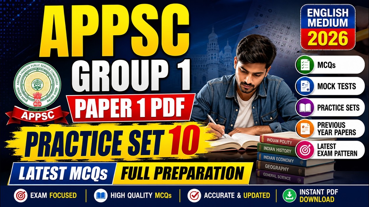 APPSC Group 1 Prelims Paper 1 PDF 2026 | Practice Set 10 MCQ Mock Test eBook #MockTest