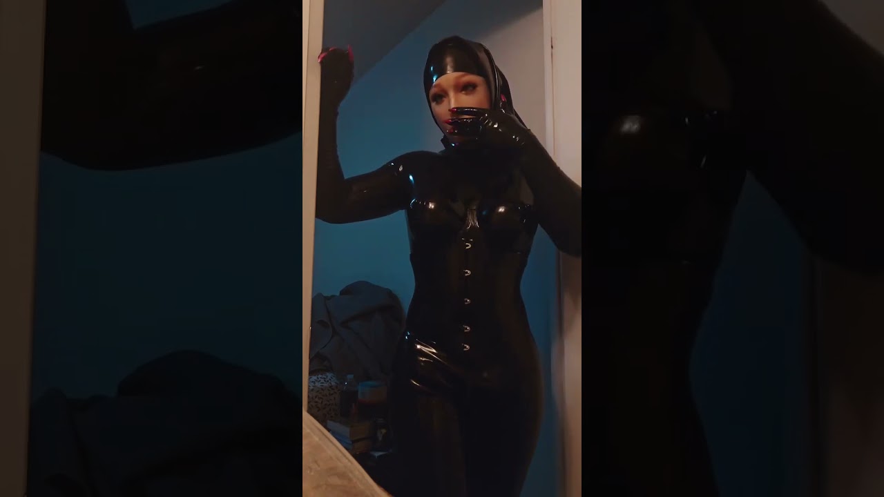 a silicone doll tightly wrapped in rubber  #siliconemasks #latexhood #latexfun #rubbercatsuit #rubbe