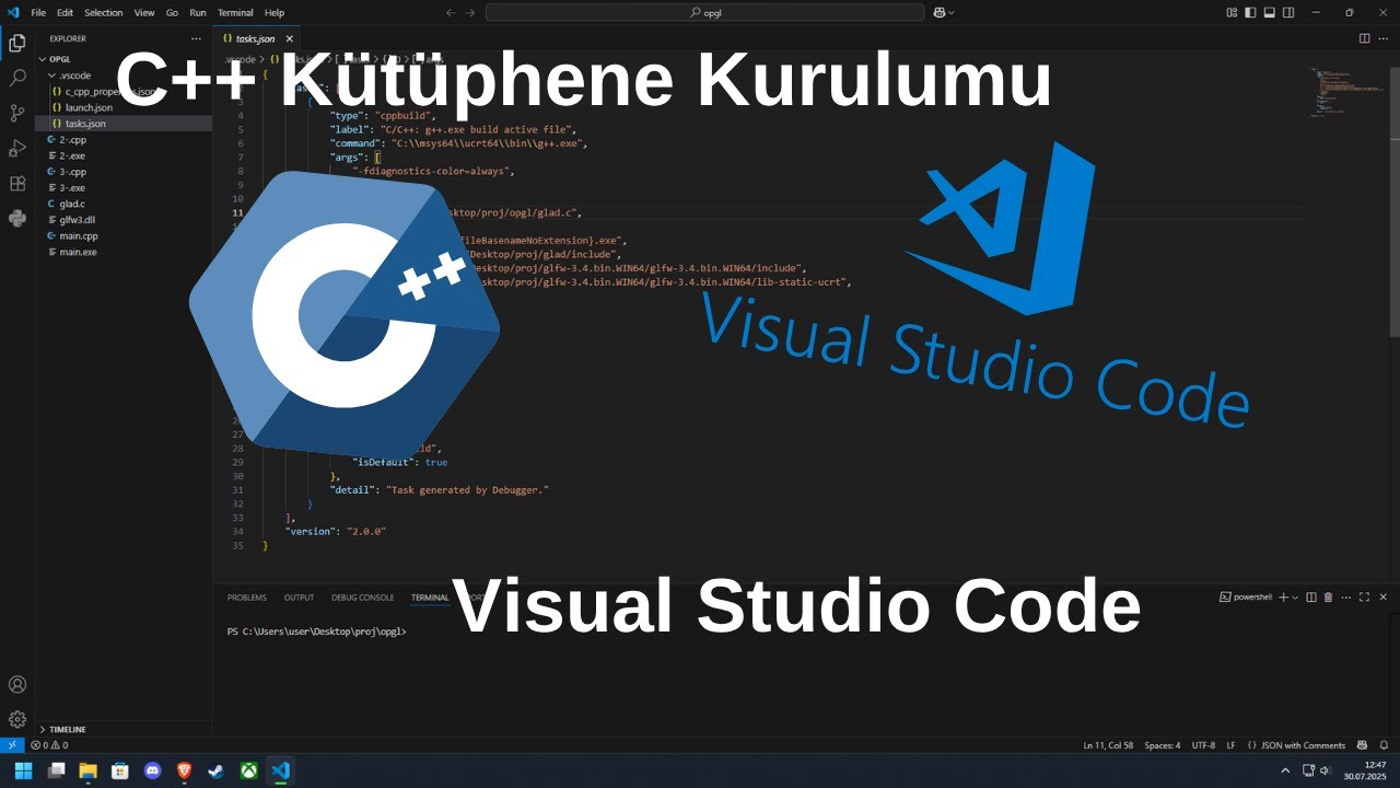 C/C++ Kütüphane kurulumu | Visual Studio Code