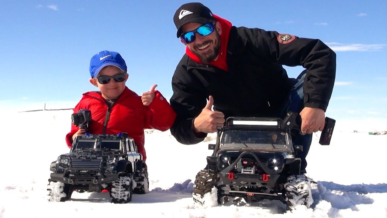 RC ADVENTURES - NEW Driver MOE Trails w/ Dad in SNOW! #ProudParenting - Traction & Traxxas