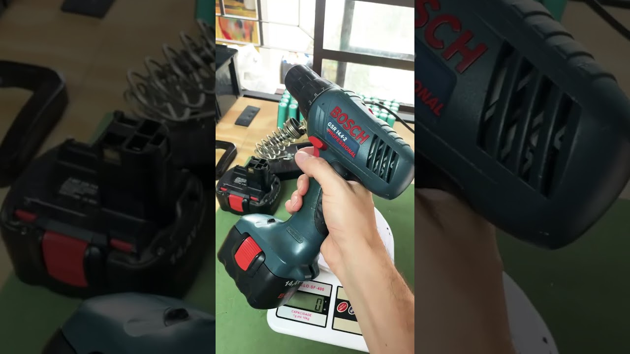 Bateria convertida para l&iacute;tio bosch GSR 14-4 #diy #bosch #lithiumbattery