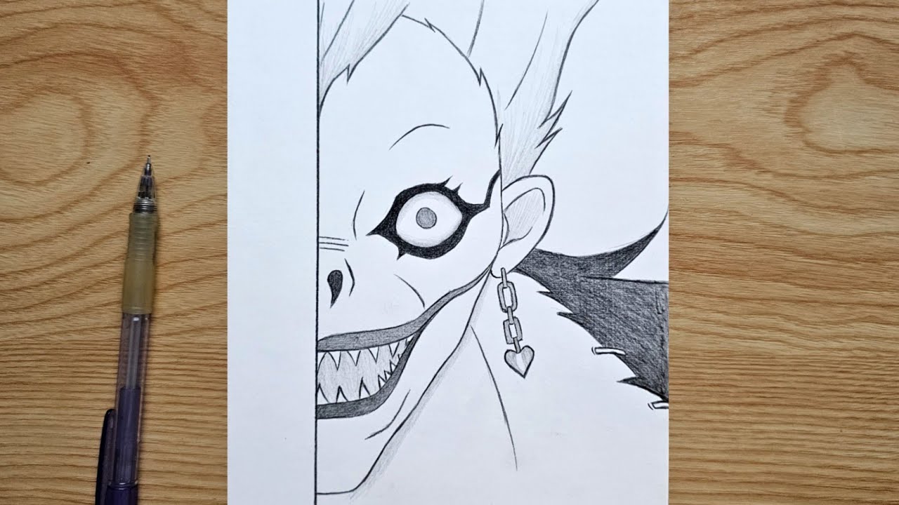 How to draw Shinigami | Shinigami Death Note step by step | Easy anime half face tutorial