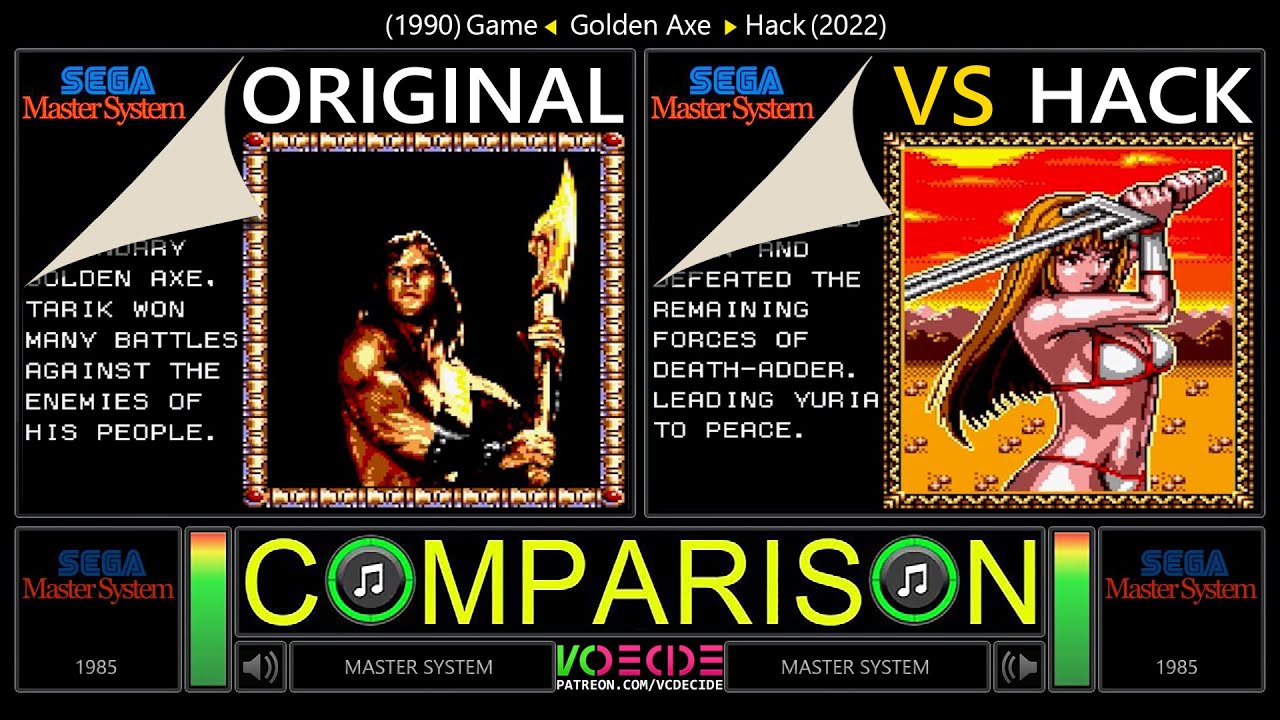 [Hack] Golden Axe (Master System vs Master System) Side by Side Comparison - Dual Longplay @vcdecide