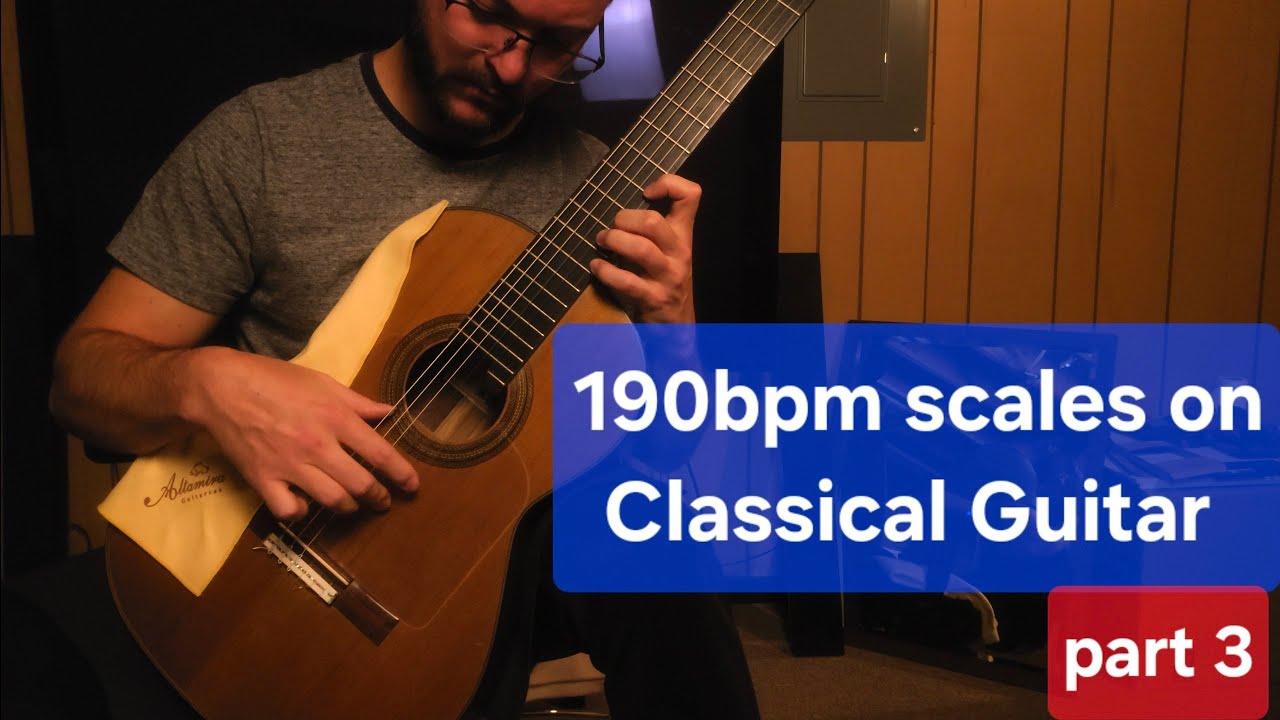Technique to play fast scales on classical guitar. 190bpm 16th notes 