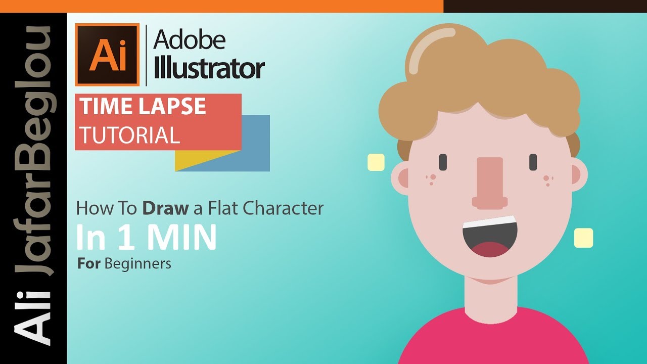 How To Draw A Face, Flat Design Character in 1 Minute, Speed Drawing in Adobe Illustrator