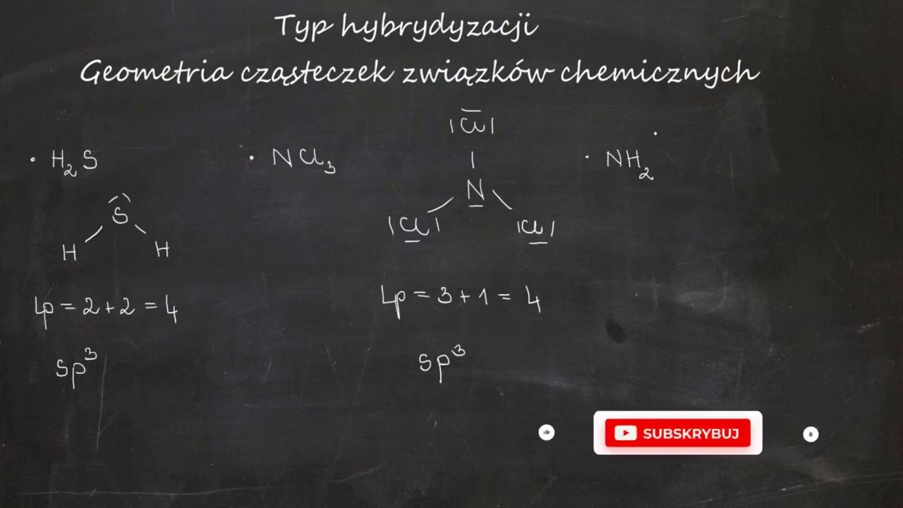 Typy hybrydyzacji. Geometria cząsteczek związków chemicznych. Hybrydyzacja. Metoda VSEPR.