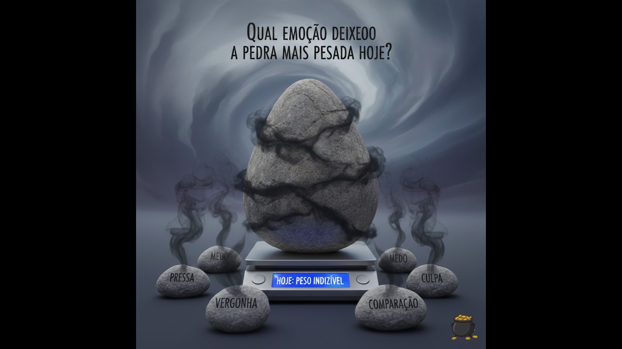 Qual emoção deixou a pedra mais pesada hoje: pressa, medo, vergonha, culpa ou comparação?