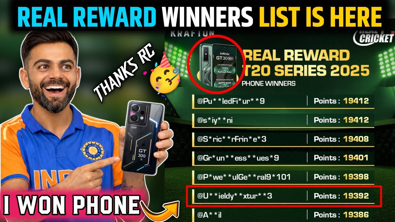 I Won 🎉 The Phone From Real Rewards Events In Real Cricket | All Winners List 