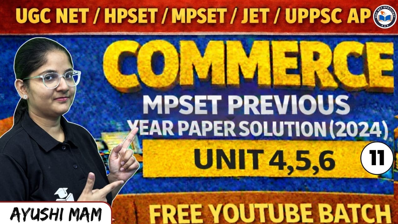 UGC NET/HPSET/MPSET/JET/UPPSC AP 2026 | MPSET Commerce Previous Year Question Paper Solution 2024