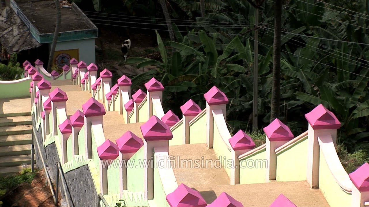 Huge flight of stairs heading towards Mathur Aqueduct