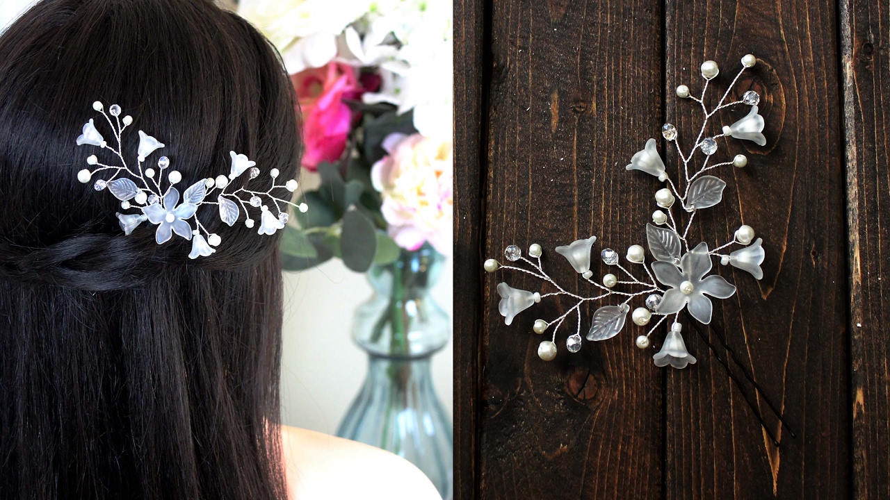 How to make Hair Pin Pearls and Lilies Flowers Hair Vind Headpiece EASY DIY