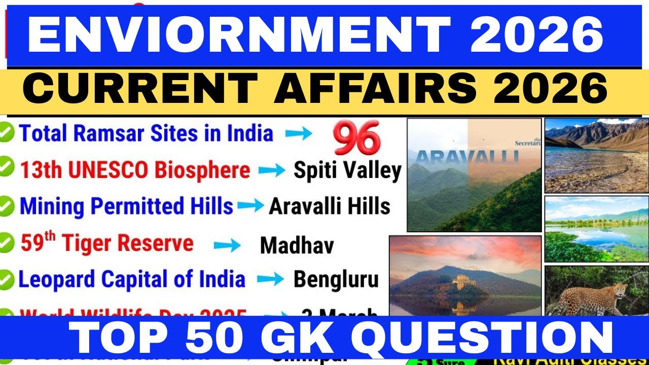 Environment 2026 Current Affairs | Environment & Ecology 2026 | GKEXAMGK