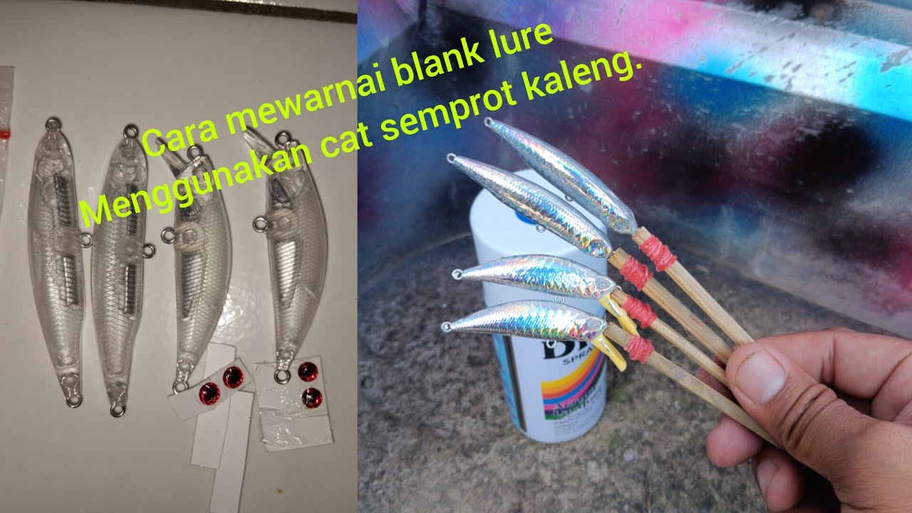 Cara mengecat dan menempelkan foil di blank lure minnow dan flutter stick. Pakai cat semprot kaleng.