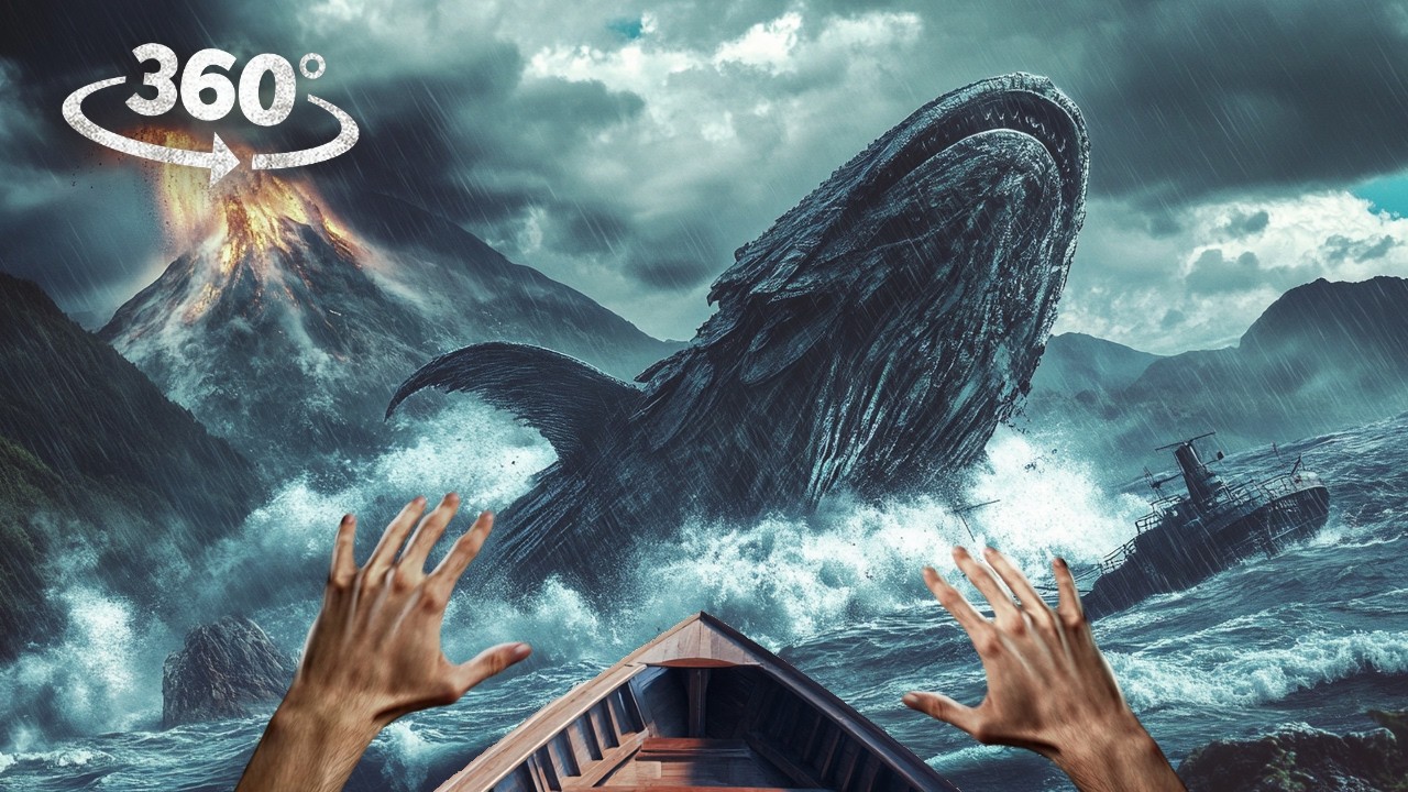 360° Tsunami after meteor, Volcano eruption, airplane crash and bloop encounter VR 360 Video